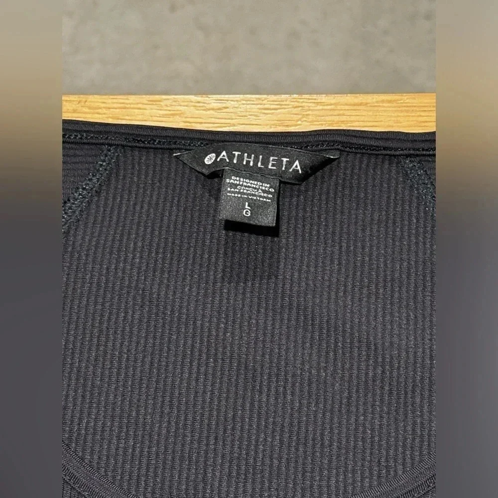 Athleta Black Ribbed Pacifica Dress Midi Athleisure Size Large NWOT - Picture 4 of 8